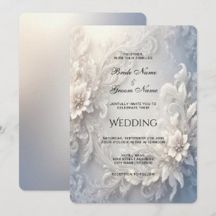 White Floral Flourish Wedding Invitation