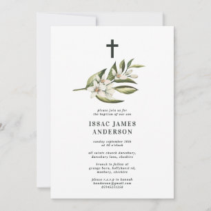 White floral & foliage blossom christening baptism