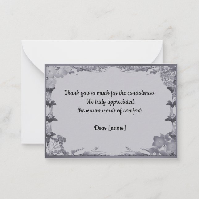 White Floral Frame After Funeral Thank You Card (Front)