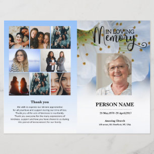 White Floral Funeral Program template