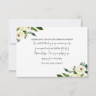 White Floral Funeral Thank You Card
