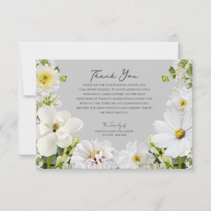 White Floral Funeral Thank You Card