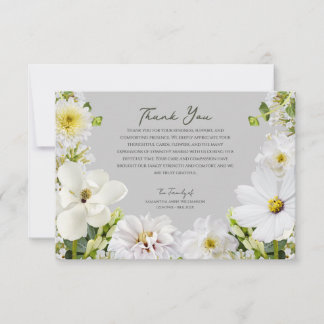 White Floral Funeral Thank You Card