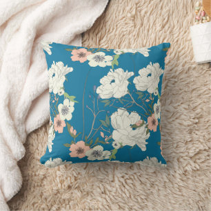 White Floral Garden Pattern Cushion