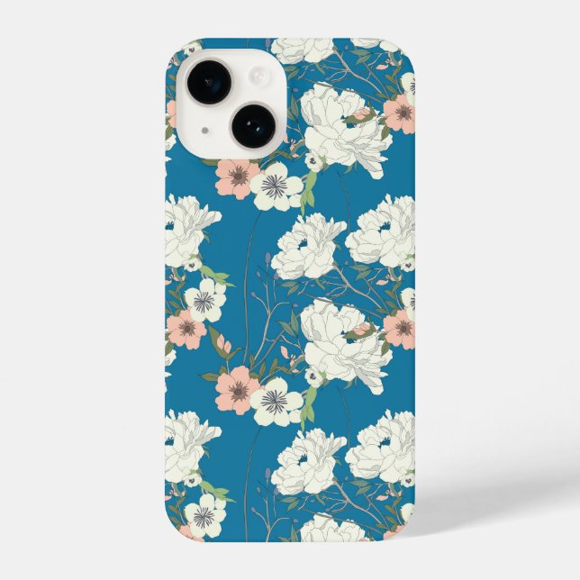 White Floral Garden Pattern iPhone Case (Back)