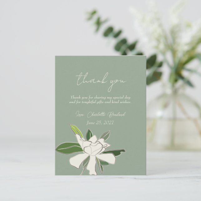 White Floral Gardenia Simple Garden Bridal Shower  Postcard (Standing Front)