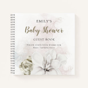 White Floral Gender Neutral Baby Shower Guest Book