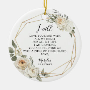 White Floral Geometric Mother Of The Groom Gift Ce Ceramic Tree Decoration