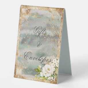 White Floral Gold Botanical Cream Ivory Wedding