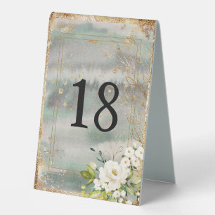 White Floral Gold Botanical Cream Ivory Wedding