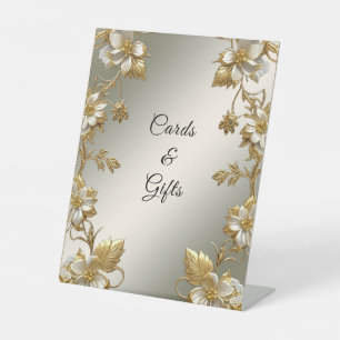 White Floral Gold Ornate Tabletop Signs