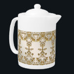 White Floral Gold Ornate Teapot<br><div class="desc">Beautiful White Floral Gold Ornate Teapot</div>
