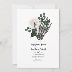 White Floral Gothic Wedding Engagement Party Invitation
