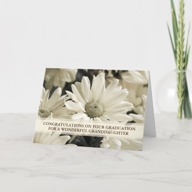 White Floral Granddaughter Graduation Card (Front)