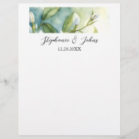 White Floral Green Leaves Elegant Rustic Wedding