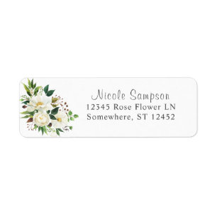 White Floral & Greenery 2 Return Address Label