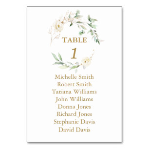 White Floral Greenery Baptism Seating Chart   Table Number