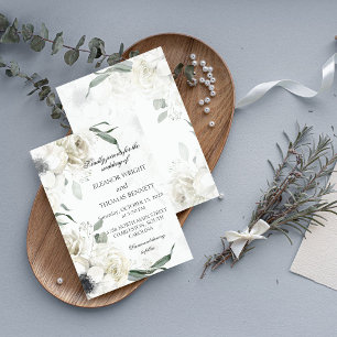 White Floral Greenery Botanical Wedding Invitation