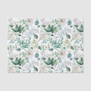 White Floral Greenery Bridal Shower Wedding  Tissue Paper