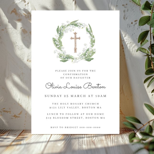 White Floral Greenery Confirmation Invitation (Creator Uploaded)