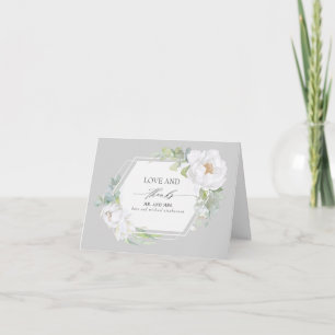 White Floral Greenery Geometric Wedding Thank You