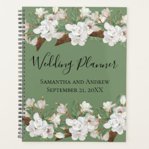 White Floral Greenery Magnolia Wedding Planner 