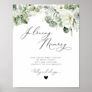 White Floral Greenery Memorial Wedding Sign