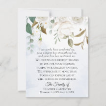 White Floral Greenery Sympathy Thank You Note Card