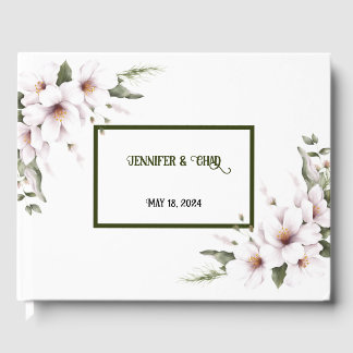 White Floral Guest Book