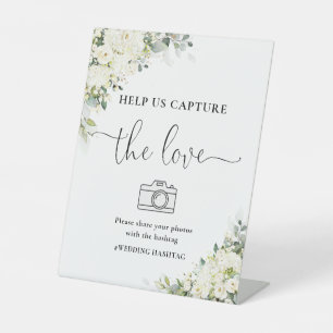 White Floral Help Us Capture The Love Sign
