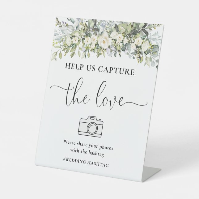 White Floral Help Us Capture The Love Sign (Front)