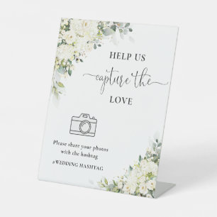White Floral Help Us Capture The Love Sign