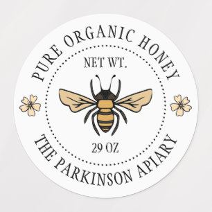 White Floral Honey Bee Illustration Apiary