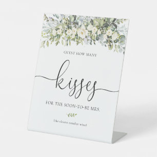 White Floral How Many Kisses Sign