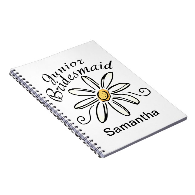 White Floral Junior Bridesmaid Notebook (Right Side)