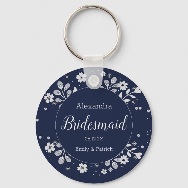 White Floral Key Ring (Front)