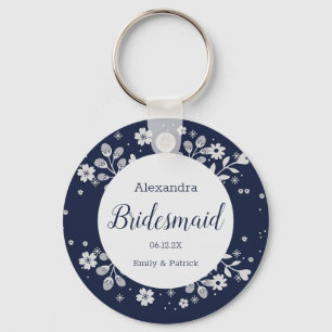 White Floral Keychain