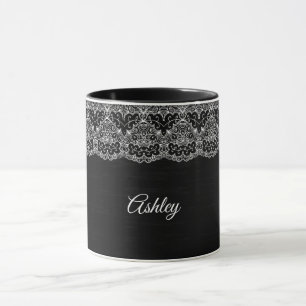 White Floral Lace Mug