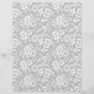 White Floral Lace Silver Grey Arts & Craft  Paper