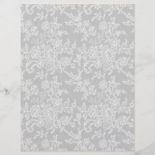 White Floral Lace Silver Grey Arts & Craft  Paper