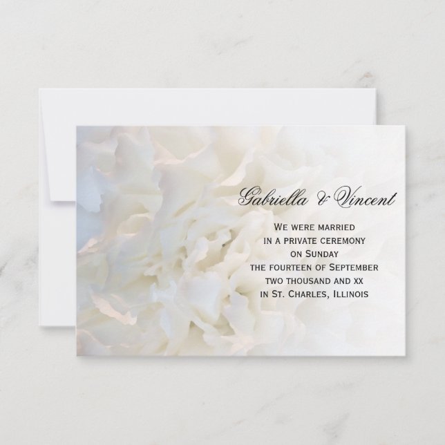 White Floral Marriage / Elopement Announcement (Front)