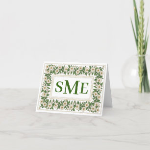 White Floral Monogram Stationery Thank You Card