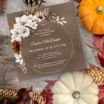 White Floral Neutral Fall 30th Birthday Square Invitation<br><div class="desc">Sophisticated white fall flowers are surrounded by neutral grey,  brown and black leaves. The white text is a chic combination of upright lettering and calligraphy script text. A chic round frame provides an elegant touch.</div>