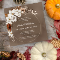 White Floral Neutral Fall 50th Birthday Square