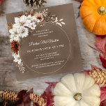 White Floral Neutral Fall 90th Birthday Square Invitation<br><div class="desc">Sophisticated white fall flowers are surrounded by neutral grey,  brown and black leaves. The white text is a chic combination of upright lettering and calligraphy script text. A chic round frame provides an elegant touch.</div>