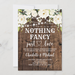 White Floral Nothing Fancy Just Love Wedding Invitation