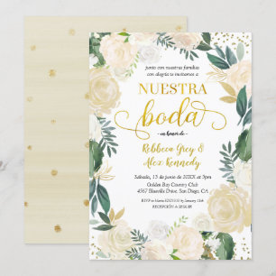 White Floral Nuestra Boda Mexican Wedding Invitati Invitation