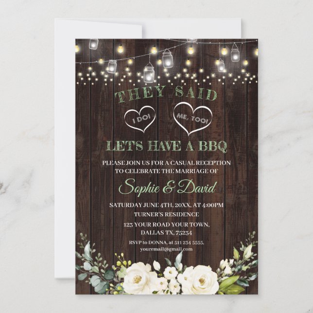 White Floral Old Barn After I DO Wedding BBQ Invitation (Front)