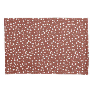 White Floral on Burnt Umber Pillowcase