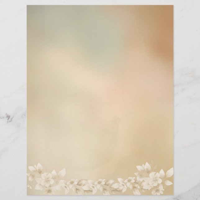 White Floral on Earth Tones Custom Letterhead (Front)